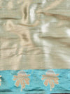 Banarasee Handwoven Semi Silk Saree With Zari Design-Pastel Green