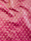 Banarasee Handwoven Mirror Work Crushed Tissue Saree With Contrast Border-Blue & Pink