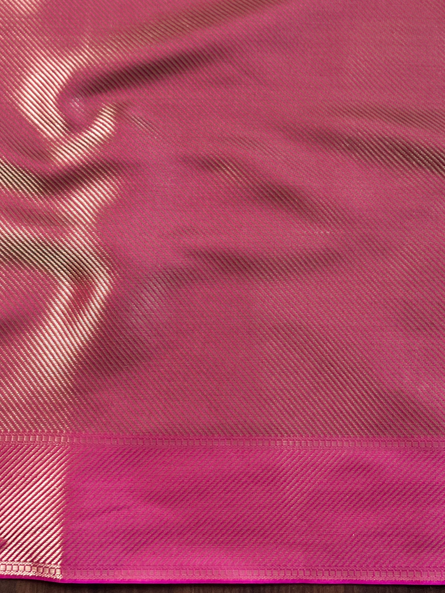 Banarasee Handwoven Tissue Zari Saree With Contrast Border-Blue & Pink
