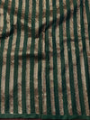 Banarasee Handwoven Silk Cotton Saree Antique Zari Buti & Border With Lace-Green