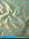 Banarasee Georgette Saree With Antiue Zari Jaal Design & Border-Blue