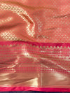 Banarasee Handwoven Tissue Saree With Zari Broad Broder-Pink & Red