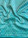 Banarasee Handwoven Mirror Work Crushed Tissue Saree With Contrast Border-Yellow & Green