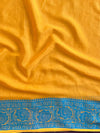 Banarasee Pure Chiffon Saree With Resham Buti Design & Border-Yellow