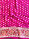 Banarasee Pure Chiffon Plain Saree With Resham Border-Pink