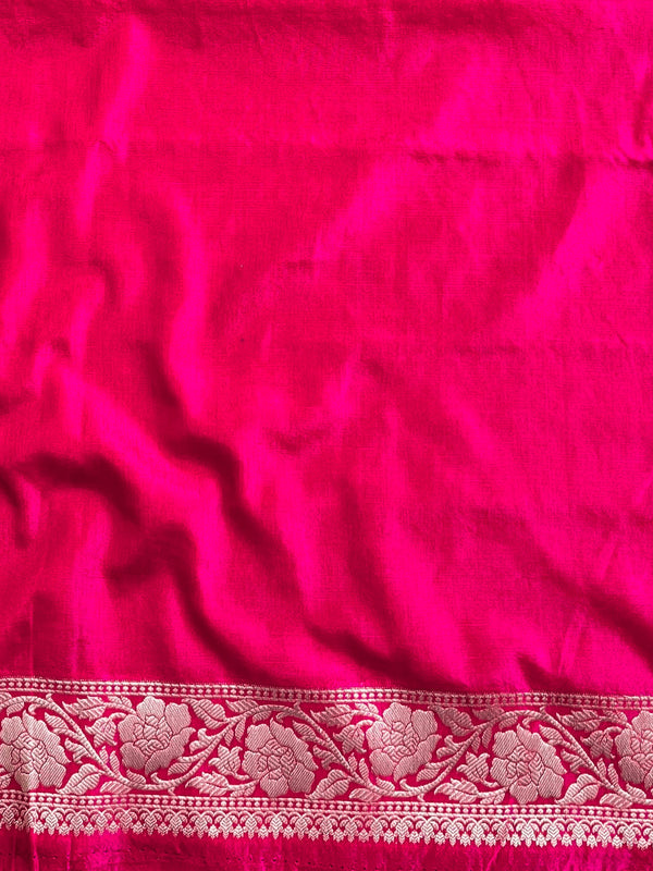 Banarasee Handwoven Georgette Saree Zari Jaal Design With Contrast Lace-Light Yellow