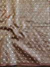 Banarasee Handwoven Mirror Work Crushed Tissue Saree With Contrast Border-Green & Brown
