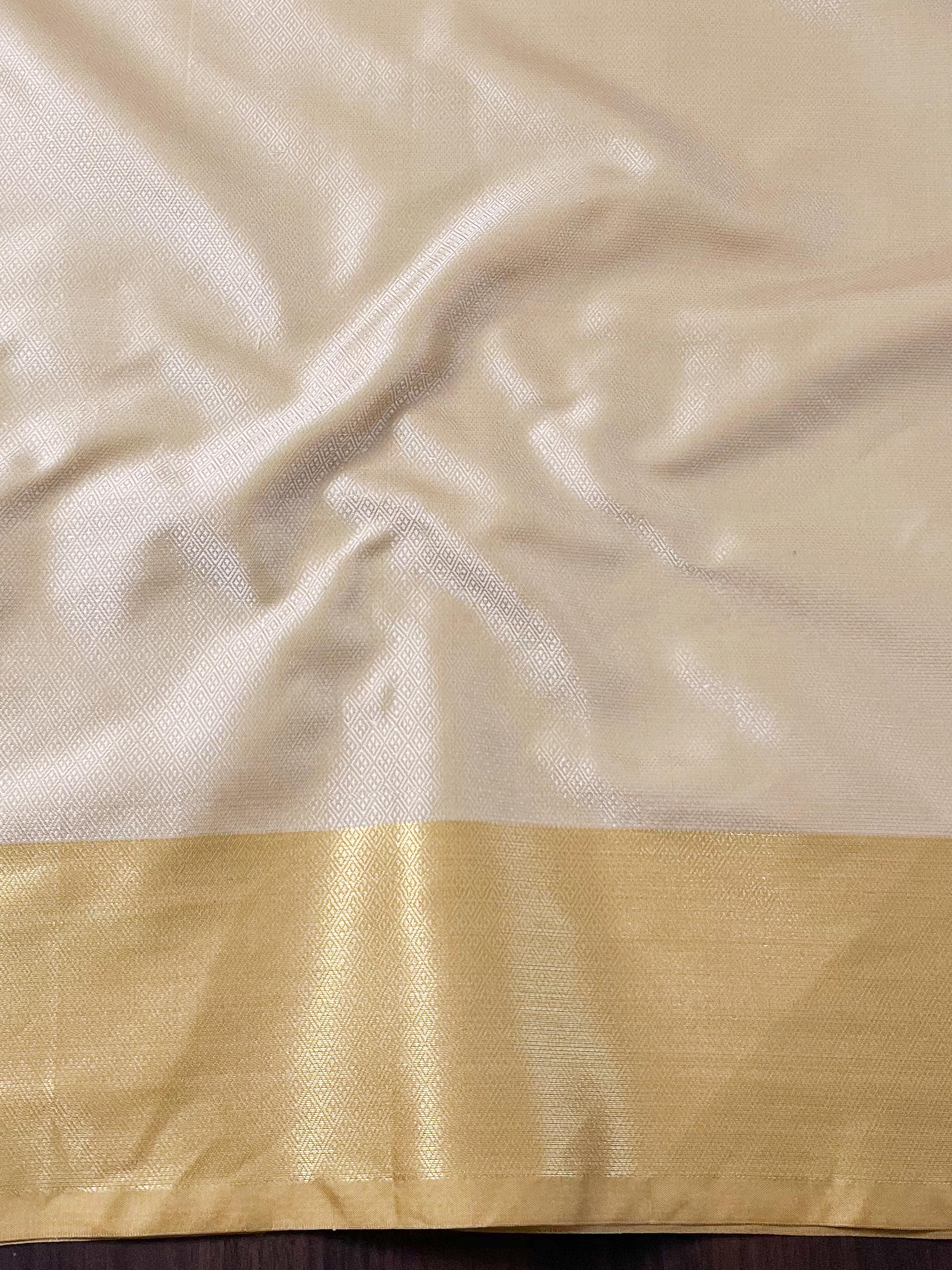 Banarasee Handwoven Tissue Saree With Embroidery & Hand Paint-Gold