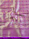 Banarasee Handwoven Semi Silk Saree With Zari Buti Design-Violet