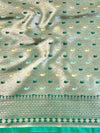 Banarasee Handwoven Semi Silk Saree With Zari Buti Design-Green