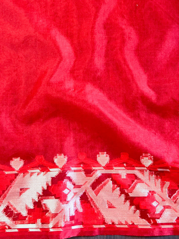 Banarasee Organza Saree With Gold Zari Jaal Design-Red