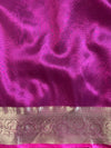 Banarasee Handwoven Plain Tissue Saree Zari Border With Lace-Magenta