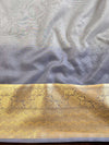 Banarasee Organza Dual Color Plain Saree With Zari Border Design-Pastel Blue