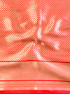 Banarasee Handwoven Tissue Zari Saree With Contrast Broder & Lace-White & Red
