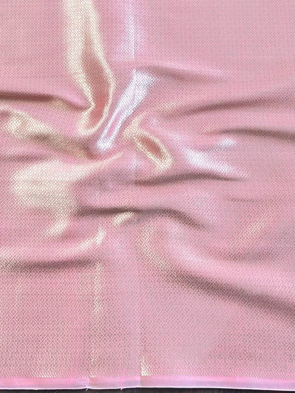 Banarasee Handwoven Silk Cotton Silk Saree Zari Buti & Border-Pink