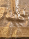 Banarasee Handwoven Plain Tissue Saree With Copper Zari Border-Multicolor