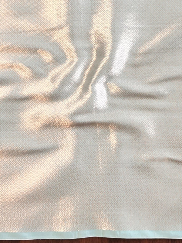 Banarasee Handwoven Silk Cotton Silk Saree Zari Buti & Border-Light Blue