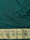 Banarasee Pure Chiffon Saree With Resham Jaal Design & Border-Bottle Green