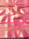 Banarasee Handwoven Tissue Saree With Zari Jaal Design & Broad Broder-Blue & Pink