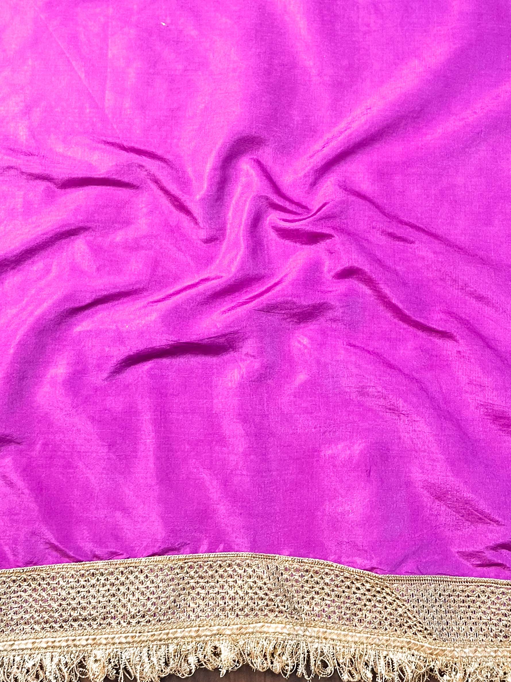 Banarasee Handwoven Tissue Saree Zari Buti With Lace-Purple
