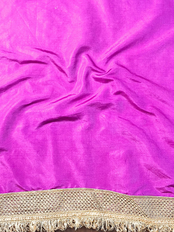 Banarasee Handwoven Tissue Saree Zari Buti With Lace-Purple