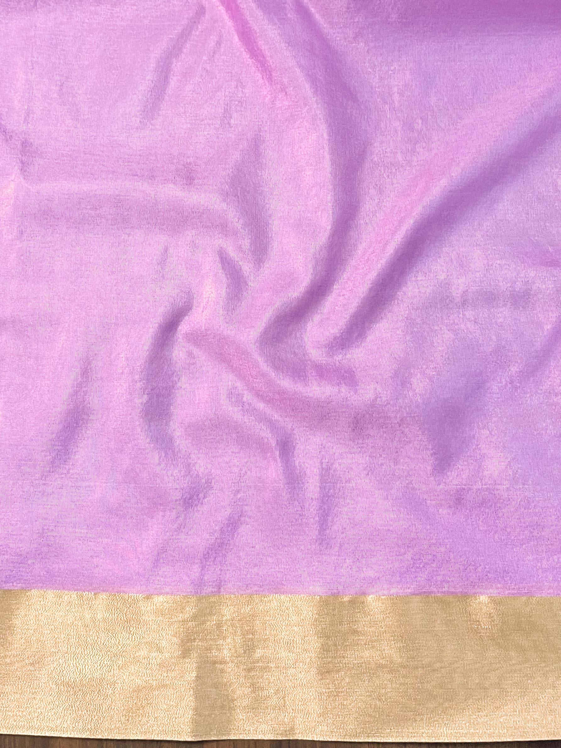 Banarasee Handwoven Semi Silk Saree With Zari Buti Design-Lavender