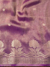 Banarasee Handwoven Soft Tissue Saree Zari Border With Lace-Magenta