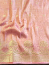Banarasee Handwoven Soft Tissue Saree Zari Border With Lace-Pink