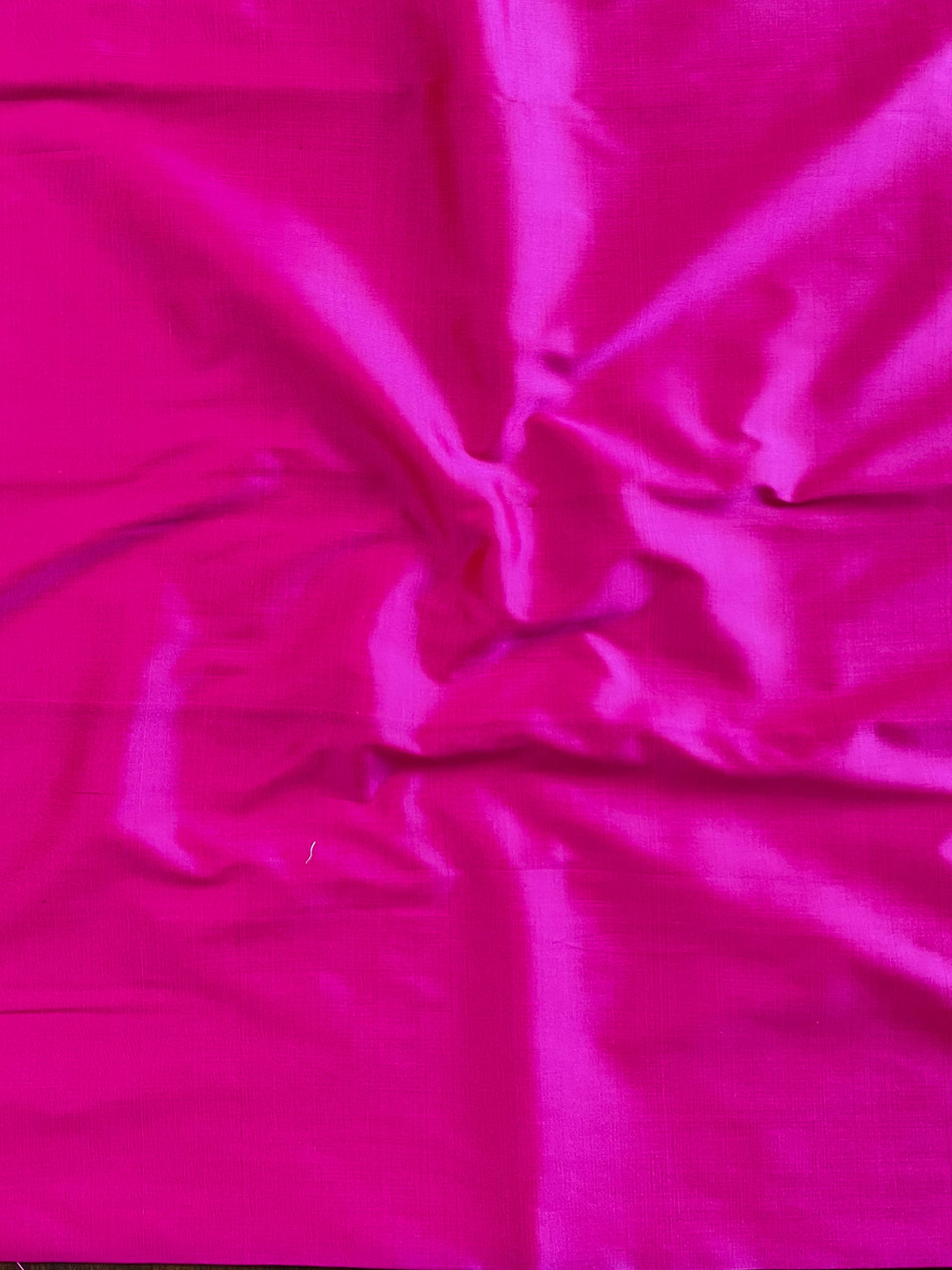 Banarasee Cotton Silk Stripe Pattern Salwar Kameez Fabric With Dupatta Set-Deep Pink