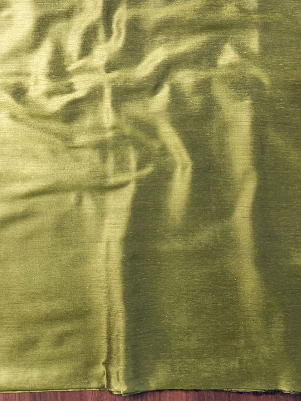 Banarasee Cotton Silk Zari Buti Salwar Kameez Fabric With Contrast Dupatta Set-Olive Green & Peachy Pink