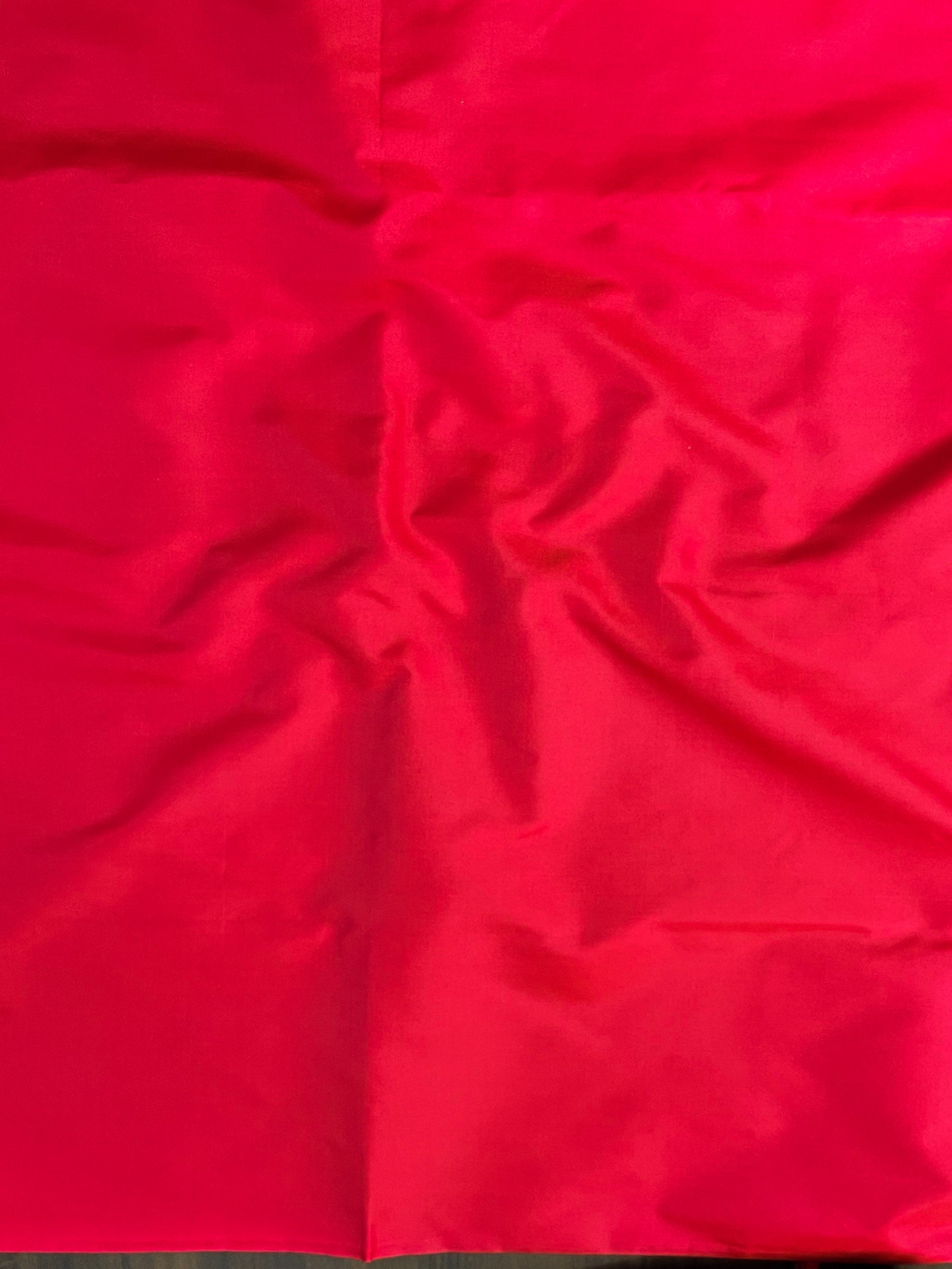 Banarasee Zari Work Semi Katan Salwar Kameez Fabric With Dupatta-Red