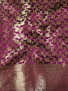 Banarasee Handwoven Plain Tissue Saree Zari Border With Lace-Magenta