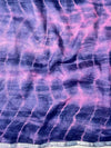 Bhagalpur Handloom Pure Linen Cotton Hand Dyed Shibori Pattern Saree-Purple & Pink