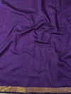 Handloom Mul Cotton Saree With Mirror Work Gold Zari Border-Violet
