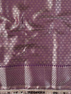 Banarasee Handwoven Semi Silk Saree With Zari Buti Design & Lace-Wine