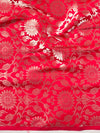 Banarasee Handwoven Mirror Work Crushed Tissue Saree With Border & Lace-Rust