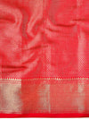 Banarasee Handwoven Semi Silk Saree With Zari Design & Lace-Red
