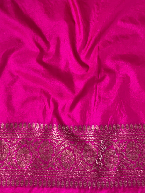 Banarasee Semi-Chiffon Saree With Antique Zari Work-Pink