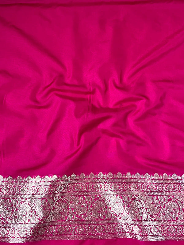 Banarasee Handwoven Faux Georgette Saree With Gold Zari Design-Pink