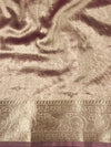 Banarasee Handwoven Tissue Saree With Zari Design & Broder-Brown