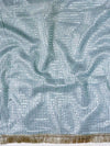 Banarasee Handwoven Tissue Saree With Lace Border-Light Blue