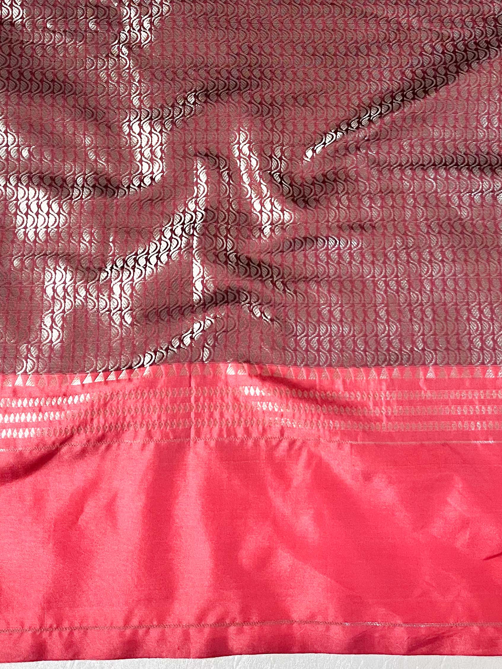 Banarasee Handwoven Tissue Saree Zari Design & Border-Black & Peach