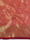 Banarasee Handwoven Broad Border Tissue Saree With Embroidered Design-Gold & Red