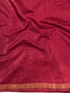 Bhagalpur Cotton Silk Ghichha Work Saree With Madhubani Print-Maroon & White