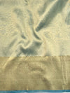 Banarasee Handwoven Broad Border Tissue Saree With Embroidered Jaal Design-Blue
