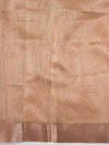 Banarasee Handwoven Tissue Saree With Embroidered Design & Zari Border-Rose Gold