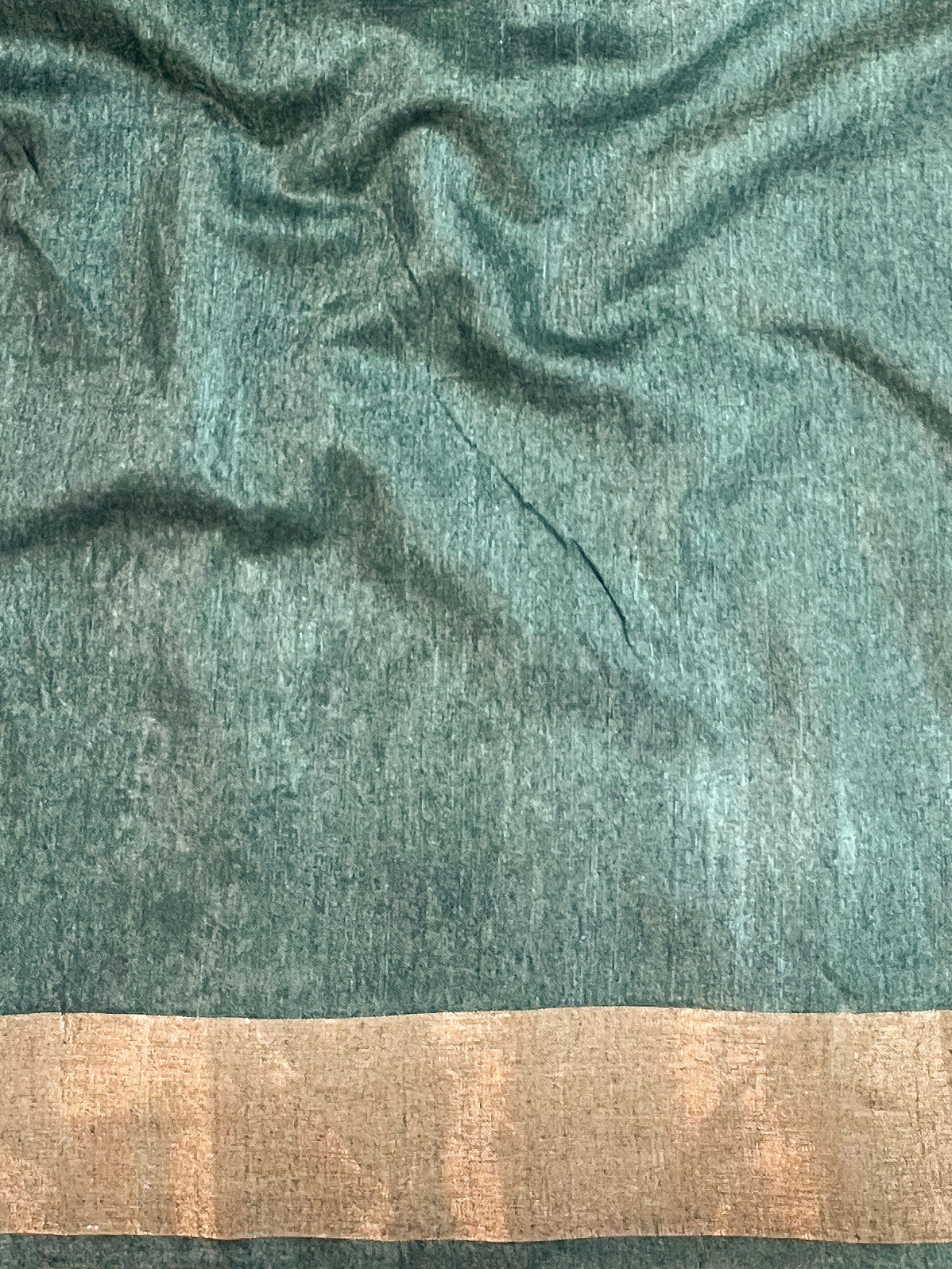 Bhagalpur Cotton Silk Ghichha Work Saree With Madhubani Print-Green & White