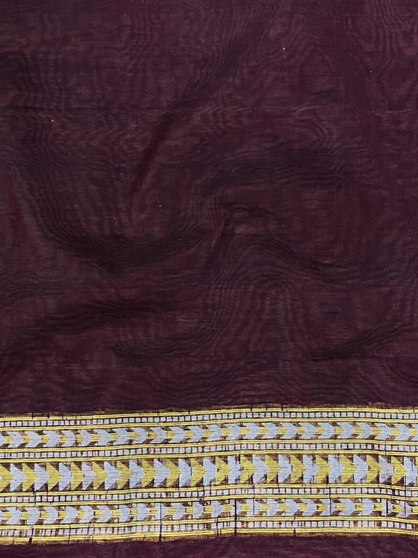 Banarasee Cotton Silk Saree With Resham Work & Pallu-Red & Maroon