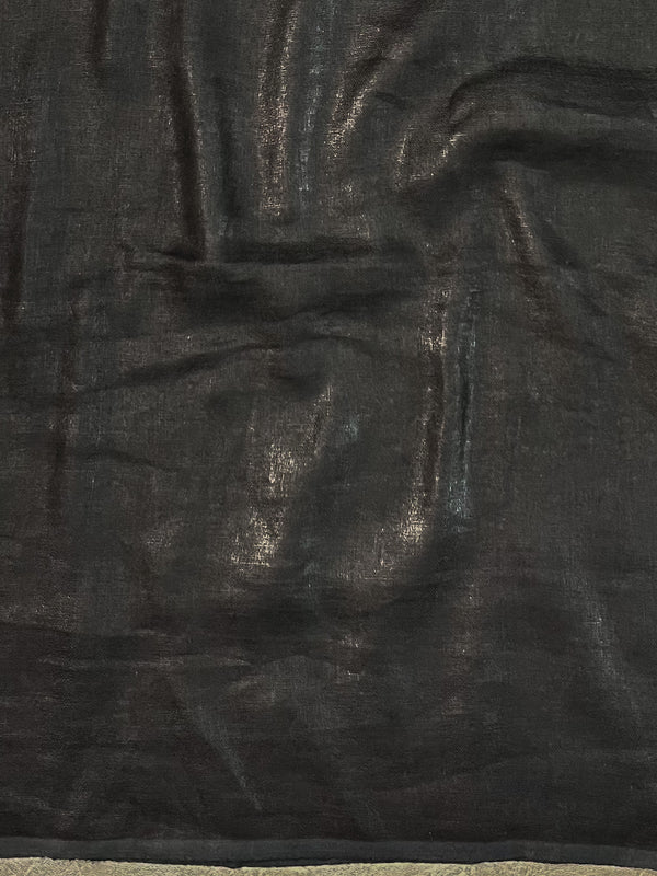 Bhagalpur Handloom Pure Linen Cotton Saree-Black