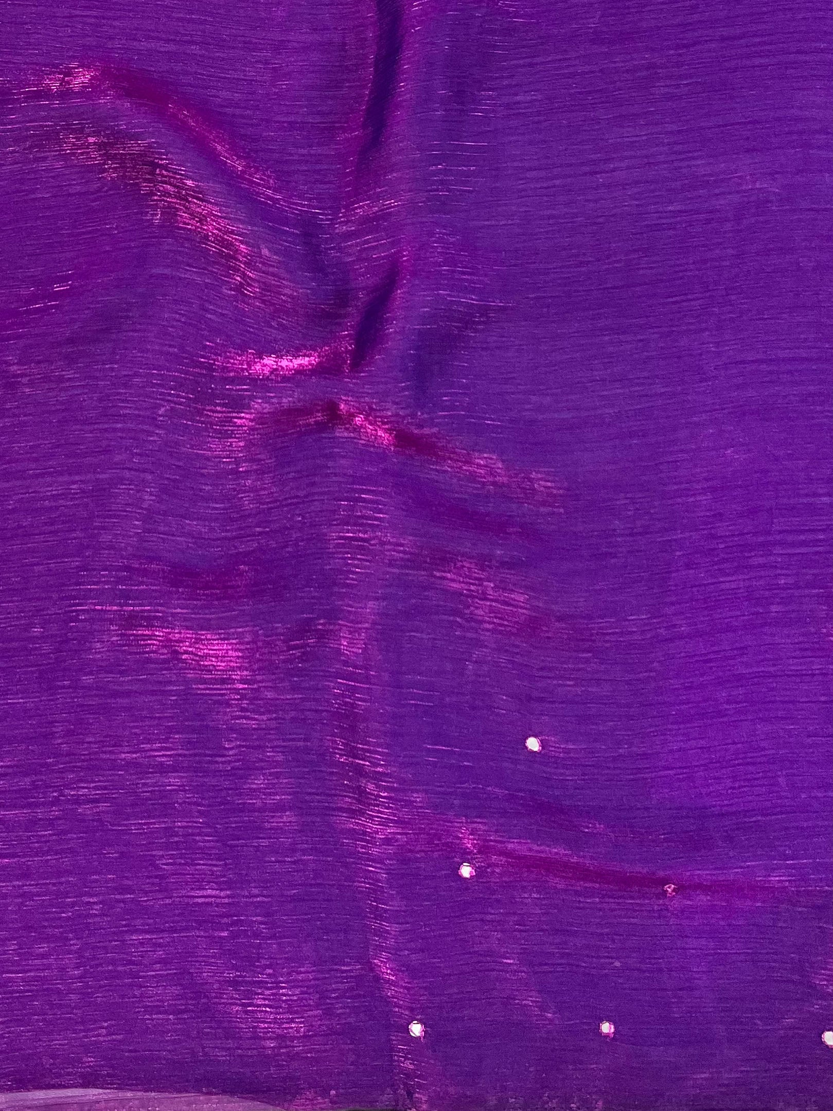 Banarasee Dual Shaded Chiffon Saree With Mirror Work-Violet